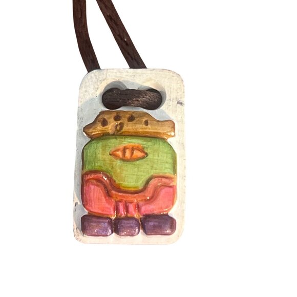 Handcrafted Ceramic Pendant Necklace Malaquita Craft Calendar Signed Mariana Cor - Picture 2 of 4